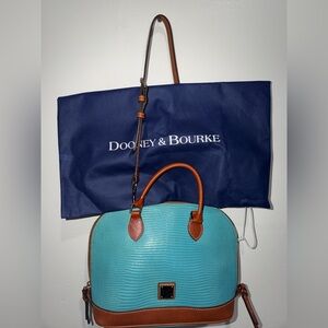 Dooney & Bourke Aqua and Tan Satchel